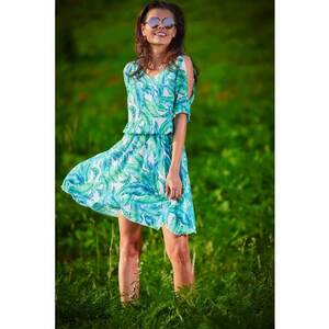 Verde Scurta Rochie Floral Maneca scurta A295 imagine