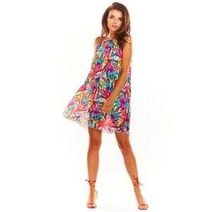 Roz Scurta Rochie Floral Fara maneca Poliester A289 imagine