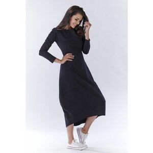 Gri Midi Rochie Maneca trei sferturi - Bumbac A191 imagine