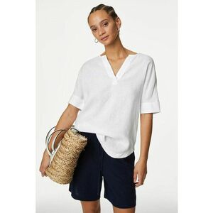 Bluza lejera de in cu decolteu in V imagine