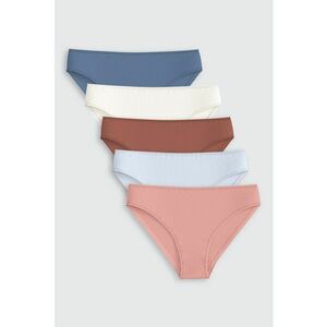 Set de chiloti din amestec de bumbac cu model uni - 5 perechi imagine