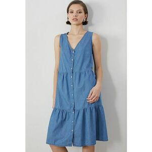 Rochie mini de denim fara maneci imagine