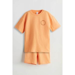 Set de tricou si pantaloni scurti cu model uni - 2 piese imagine
