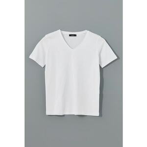 Tricou de bumbac cu decolteu in V imagine