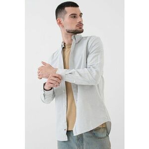 Camasa din bumbac cu model in dungi si logo brodat imagine