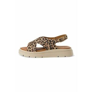 Sandale slingback de piele cu par scurt si aspect de piele de leopard imagine