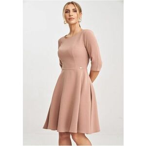 Rochie midi evazata roz - poliester imagine