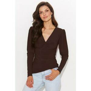 Bluza slim fit cu decolteu in V si maneci bufante imagine