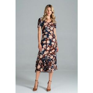 Rochie midi colorata - cu model - maneci scurte - vara - viscoza imagine