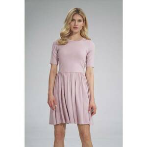 Rochie - vara - maneci scurte - roz pudrat - viscoza imagine