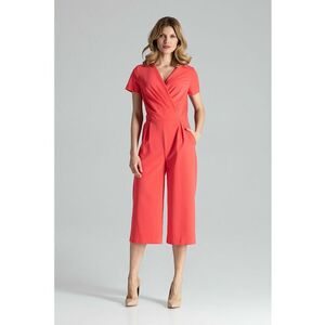 Salopeta dama - roz - maneca scurta - picior larg - poliester 65% - vascoza 35% imagine