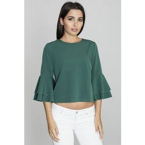 Bluza dama - Cu volane - Poliester/Viscoza - Verde imagine