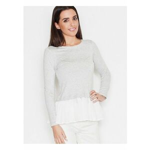 Bluza dama gri - maneca lunga - volan decorativ - viscoza imagine