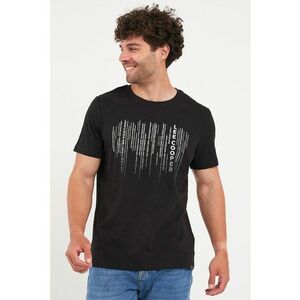 Tricou cu decolteu la baza gatului si imprimeu grafic imagine