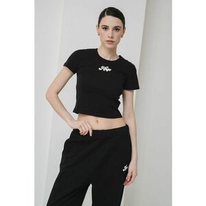 Tricou crop cu imprimeu logo imagine