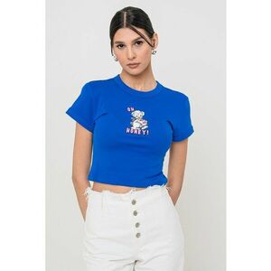 Tricou crop cu imprimeu logo frontal imagine