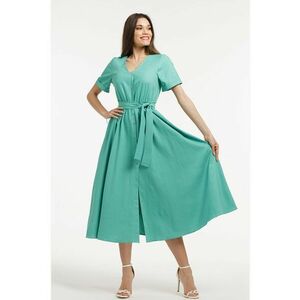 Rochie midi cu croiala evazata si cordon in talie imagine