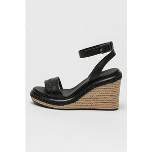 Sandale din piele cu talpa wedge si catarama imagine
