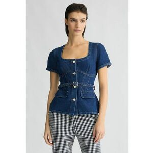 Tricou de denim cu o curea in talie imagine