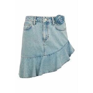 Fusta din denim cu terminatie cu volane imagine