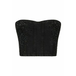 Top din denim cu strasuri imagine