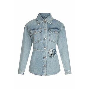 Jacheta-camasa din denim cu cordon in talie imagine