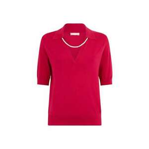 Tricou polo tricotat fin cu aplicatie cu colier imagine