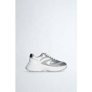 Pantofi sport demi-wedge cu garnituri de piele imagine