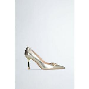 Pantofi stiletto de piele ecologica cu logo imagine