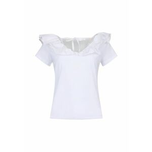 Tricou de bumbac cu aplicatii de volane imagine