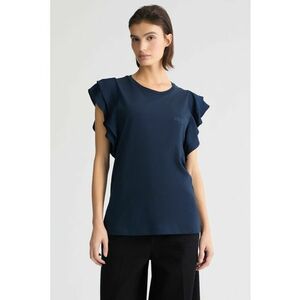 Tricou de bumbac cu model cu volane imagine