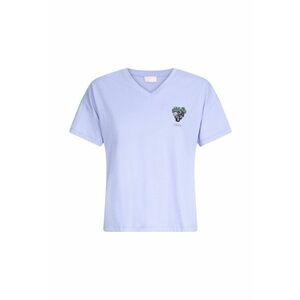 Tricou de bumbac cu decolteu in V si margele imagine