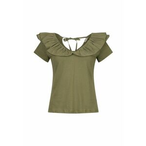 Tricou de bumbac cu aplicatii de volane imagine