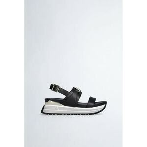 Sandale wedge de piele peliculizata imagine