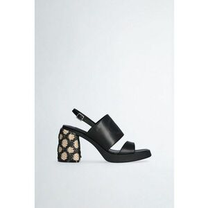 Sandale slingback de piele cu toc masiv imagine