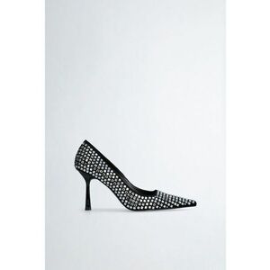 Pantofi stiletto de piele intoarsa si strasuri imagine
