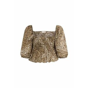 Bluza crop cu animal print si maneci balon imagine