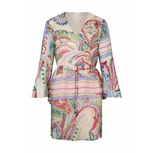 Rochie mini din amestec de matase cu model grafic imagine