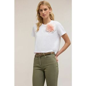 Tricou crop cu aplicatie florala imagine