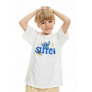 Tricou cu decolteu la baza gatului si imprimeu cusut imagine