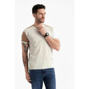 Tricou cu decolteu la baza gatului si model colorblock imagine