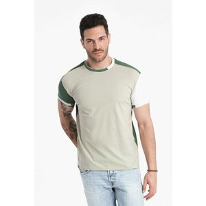 Tricou cu decolteu la baza gatului si model colorblock imagine