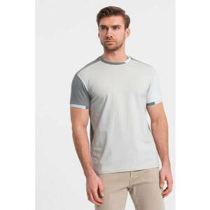 Tricou cu decolteu la baza gatului si model colorblock imagine