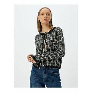Cardigan cu model in carouri si nasturi metalici imagine