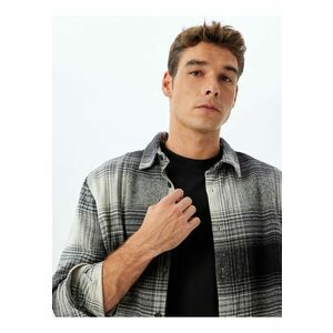 Camasa barbati cu maneca lunga - din bumbac - croiala Regular Fit - Negru imagine