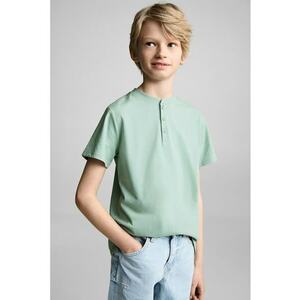 Tricou cu model uni si fenta cu nasturi imagine