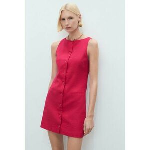 Rochie scurta din amestec de in cu nasturi imagine