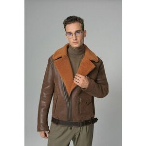 Jacheta biker de piele cu buzunare laterale imagine