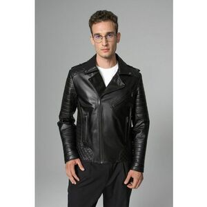 Jacheta biker din piele cu segmente matlasate imagine