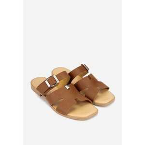 Sandale stil papuc dama din piele maro imagine